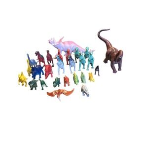 Dinosaur Colored Plastic Toy Mold Figure LOT 27 T-Rex Triceratops Dino Toys